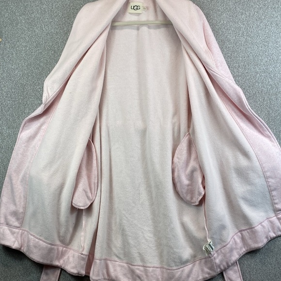 UGG bathrobe plush pink flannel lined L warm and cozy midi modest - Picture 8 of 10